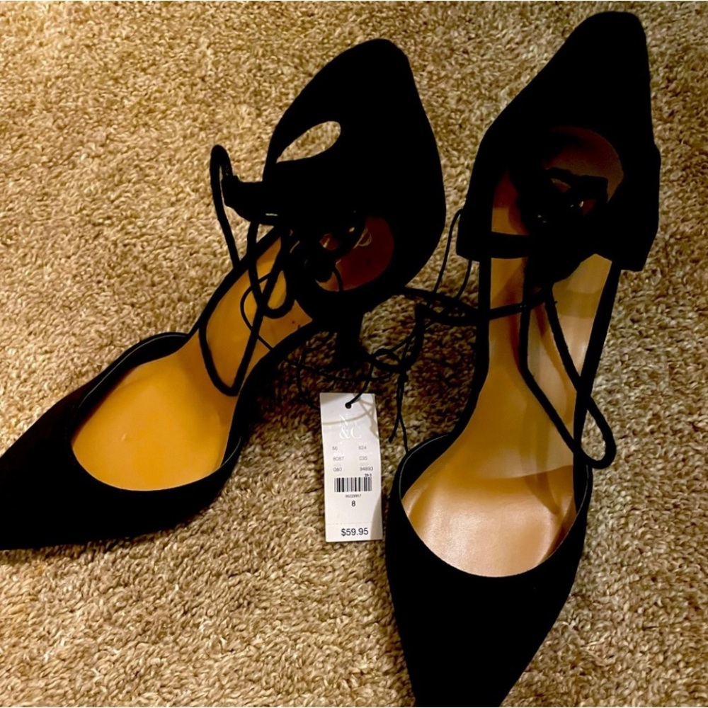 New York & Company Black Lace-Up Heels